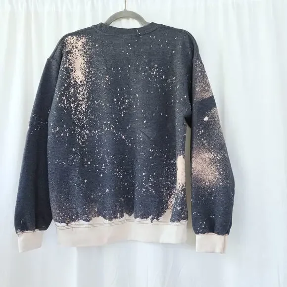 Upcycled Custom Pin Up Bolt Sweatshirt Size Medium Gray Americana Bleach Dye - Picture 9 of 9